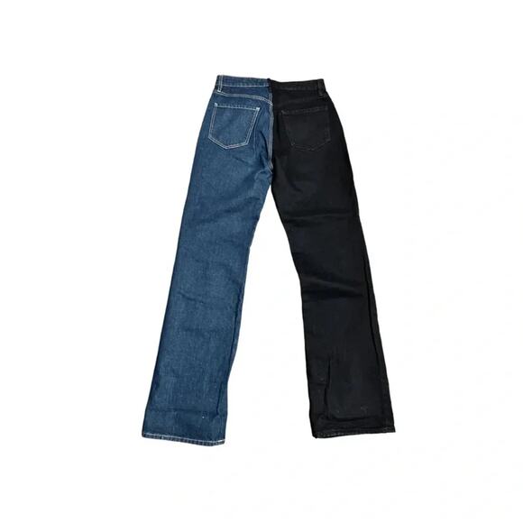 FRAME Le Jane Colour-Block StraightLeg High-Rise Stretch Denim Jeans Size27 Tall - Picture 10 of 12